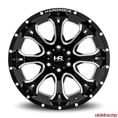Hardrock Offroad BloodShot Xposed Aluminum Wheel 20x12 6x139.7 -44 108 Gloss Black Milled - H505-201283144BM