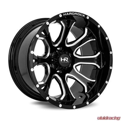 Hardrock Offroad BloodShot Xposed Aluminum Wheel 20x12 5x139.7 -44 87 Gloss Black Milled - H505-201285144BM