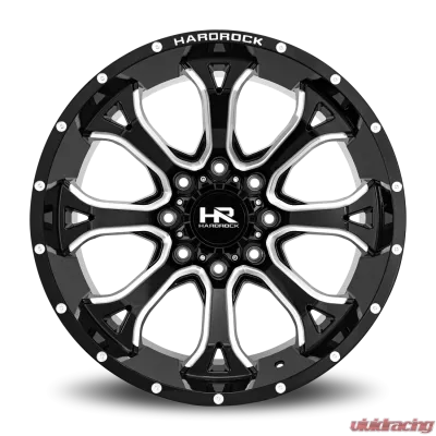 Hardrock Offroad BloodShot Xposed Aluminum Wheel 22x12 5x127 | 5x5 -51 73.1 Gloss Black Milled - H505-221273151BM
