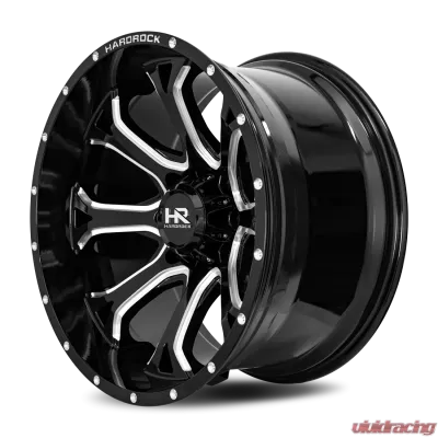 Hardrock Offroad BloodShot Xposed Aluminum Wheel 22x12 5x127 | 5x5 -51 73.1 Gloss Black Milled - H505-221273151BM