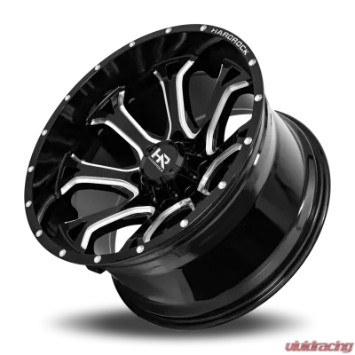 Hardrock Offroad BloodShot Xposed Aluminum Wheel 22x12 5x127 | 5x5 -51 73.1 Gloss Black Milled - H505-221273151BM