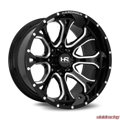 Hardrock Offroad BloodShot Xposed Aluminum Wheel 22x12 6x139.7 -51 108 Gloss Black Milled - H505-221283151BM