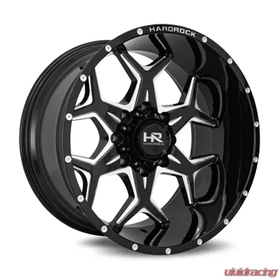 Hardrock Offroad Reckless Xposed Aluminum Wheel 20x12 8x180 -44 124.3 Gloss Black Milled - H507-201278144BM