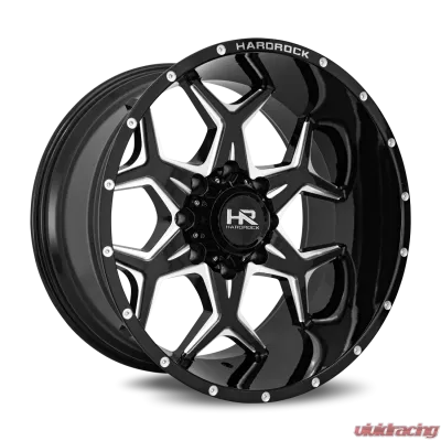 Hardrock Offroad Reckless Xposed Aluminum Wheel 22x12 8x180 -51 124.3 Gloss Black Milled - H507-221278151BM