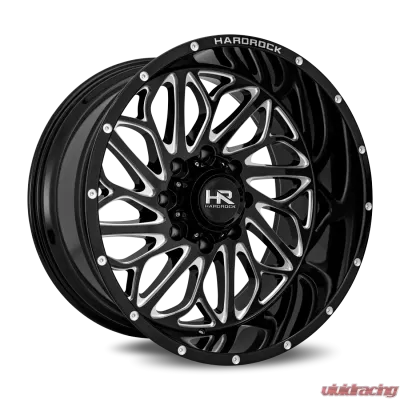 Hardrock Offroad BlackTop Xposed Aluminum Wheel 22x12 5x150 -51 110.3 Gloss Black Milled - H508-221250151BM