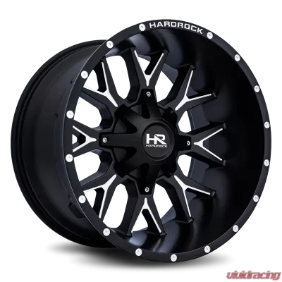 Hardrock Offroad Affliction Aluminum Wheel 20x12 6x135/139.7 -44 108 Satin Black Milled - H700-201237144BM