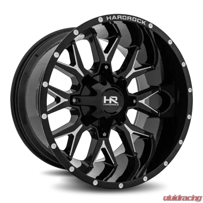 Hardrock Offroad Affliction Aluminum Wheel 20x12 8x180 -44 124.3 Gloss Black Milled - H700-201278144GBM