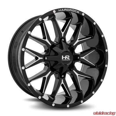 Hardrock Offroad Affliction Aluminum Wheel 22x10 8x180 -19 124.3 Gloss Black Milled - H700-221078119GBM