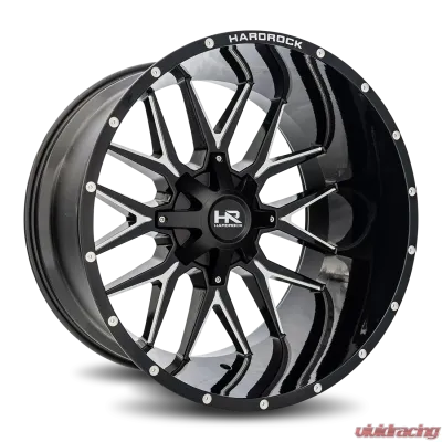 Hardrock Offroad Affliction Aluminum Wheel 24x14 5x150 | 5x139.7 | 5x5.5 -76 110.3 Gloss Black Milled - H700-241497176GBM