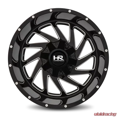Hardrock Offroad Crusher Aluminum Wheel 20x12 6x135/139.7 -44 108 Gloss Black Milled - H704-201237144GBM