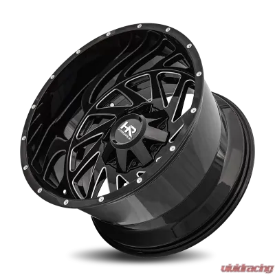 Hardrock Offroad Crusher Aluminum Wheel 20x12 5x150 | 5x139.7 | 5x5.5 -44 110.3 Gloss Black Milled - H704-201297144GBM
