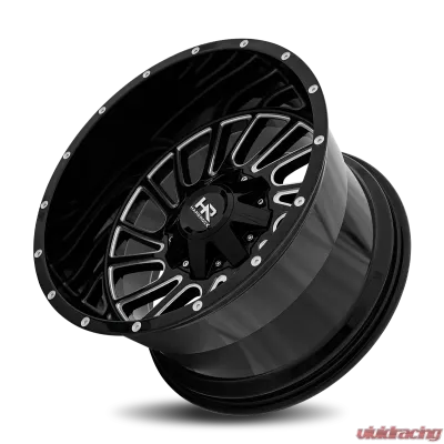 Hardrock Offroad Overdrive Aluminum Wheel 20x12 8x170 -51 125.2 Gloss Black Milled - H708-201270151GBM
