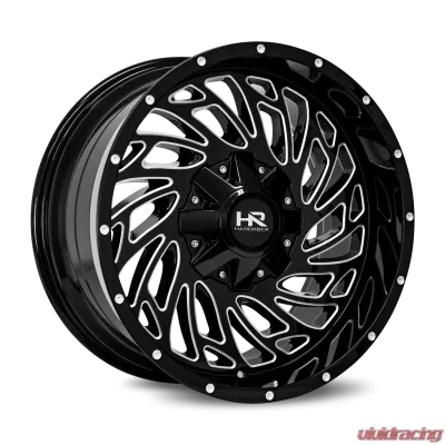 Hardrock Offroad Attack Aluminum Wheel 20x10 8x170 -19 125.2 Gloss Black Milled - H710-201070119GBM