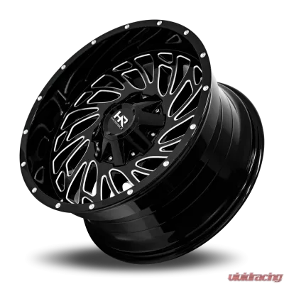 Hardrock Offroad Attack Aluminum Wheel 20x10 8x170 -19 125.2 Gloss Black Milled - H710-201070119GBM