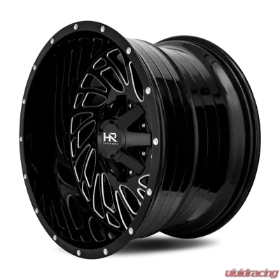 Hardrock Offroad Attack Aluminum Wheel 20x12 8x170 -51 125.2 Gloss Black Milled - H710-201270151GBM