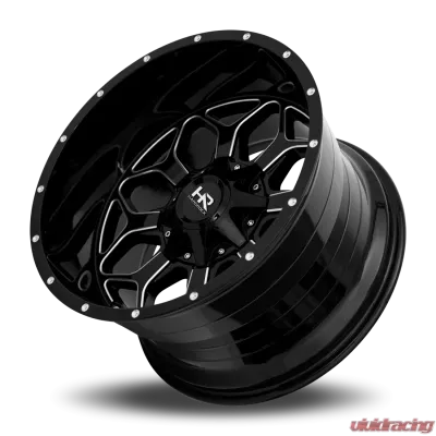 Hardrock Offroad Indestructible Aluminum Wheel 20x10 8x165.1 -19 125.2 Gloss Black Milled - H712-201081119GBM