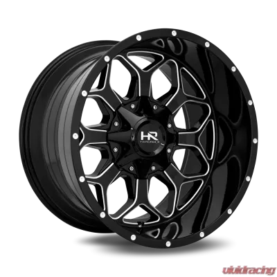 Hardrock Offroad Indestructible Aluminum Wheel 22x10 8x165.1 -25 125.2 Gloss Black Milled - H712-221081125GBM