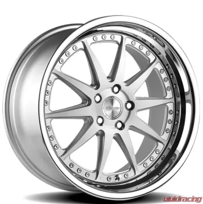 Rennen CSL-1 Wheel 20x8.5 5x110 40mm Silver Brushed w/Chrome Step Lip - SL120850G040CSX101