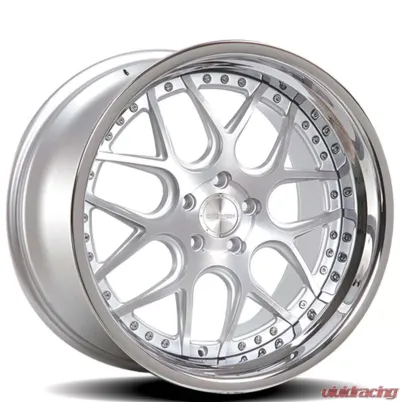 Rennen CSL-2 Wheel 20x8.5 5x112 40mm Silver Brushed w/Chrome Step Lip - SL220850H040CSX101
