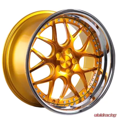 Rennen CSL-2 Wheel 20x8.5 5x112 40mm Tinted Gold w/Chrome Step Lip - SL220850H040CTY101