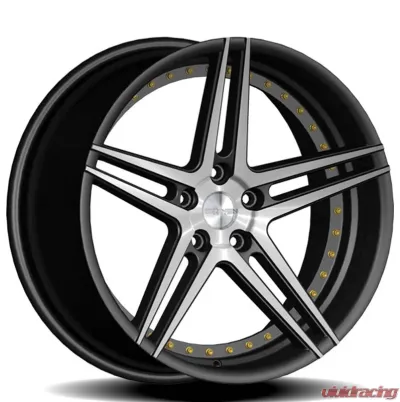 Rennen CSL-3 Wheel 19x9.5 5x108 25mm Black Machined w/Gold Bolts - SL319950F025C1M10Y