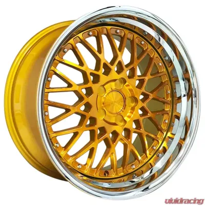 Rennen CSL-5 Wheel 20x8.5 5x112 15mm Tinted Gold w/Chrome Step Lip - SL520850H015CTY101