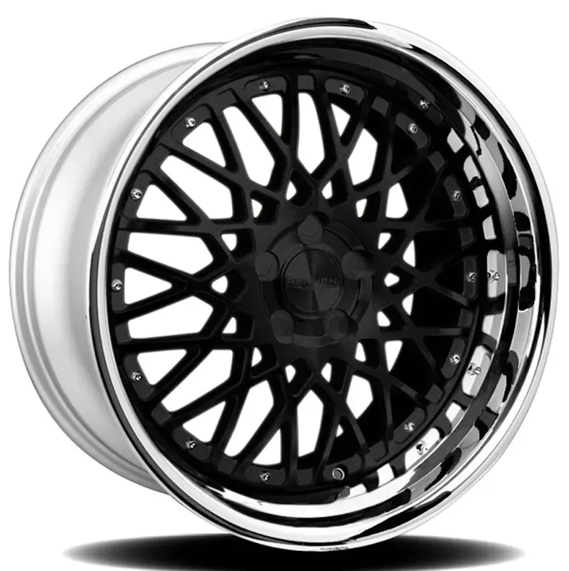 Rennen CSL-5 Wheel 20x8.5 5x120 15mm Gloss Black w/Chrome Step Lip - SL520850K015CB0101