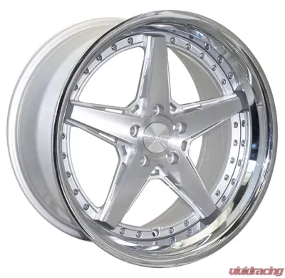 Rennen CSL-7 Wheel 20x10.5 5x112 25mm Silver Machined w/Chrome Step Lip - SL720105H025CSX101