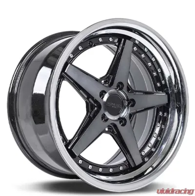 Rennen CSL-7 Wheel 20x10.5 5x120 38mm Tinted Black w/Chrome Step Lip - SL720105K038CTB101