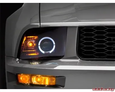 Raxiom 2010 Style LED Halo Headlights w/ Factory Halogen Headlights, Black Housing & Clear Lens Ford Mustang 2005-2009 - 101682