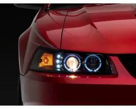 Raxiom Dual LED Halo Projector Headlights w/ Black Housing & Clear Lens Ford Mustang 1999-2004