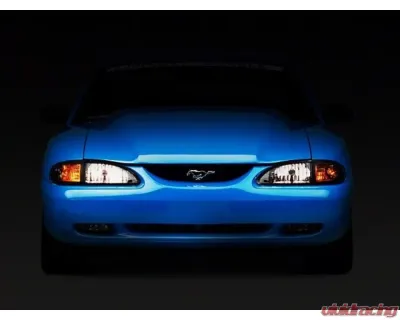 Raxiom Axial Series Cobra Style Headlights w/ Black Housing & Clear Lens Ford Mustang 1994-1998 - 49050