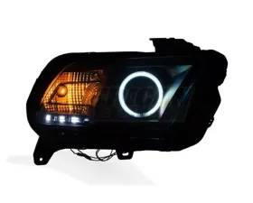 Raxiom LED Halo Projector Headlights w/ Factory HID Headlights, Black Housing & Smoked Lens Ford Mustang 2013-2014