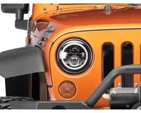 Raxiom Axial Series LED Halo Headlights w/ DRL, Amber Turn Signals, Black Housing & Clear Lens Jeep Wrangler TJ | JK 1997-2017