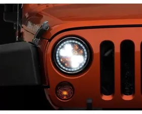 Raxiom Axial Series Spider LED Headlights w/ Amber DRL, Angel Eye Halo, Chrome Housing & Clear Lens Jeep Wrangler TJ | JK 1997-2018