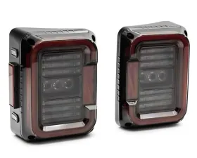 Raxiom Axial Series LED Halo Tail Lights w/ Black Housing & Dark Smoked Lens Jeep Wrangler JK 2007-2017