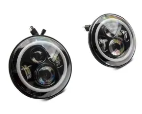 Raxiom Axial Series 7 Inch LED Headlights w/ RGB Halo, Black Housing & Clear Lens Jeep Wrangler TJ | JK 1997-2018