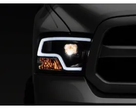 Raxiom LED Halo Projector Headlights w/ Factory Halogen Non-Projector Headlights, Black Housing & Clear Lens RAM 1500 2009-2018