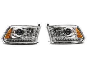 Raxiom LED Halo Headlights w/ Switchback Turn Signals, Chrome Housing & Clear Lens RAM 1500 2009-2018