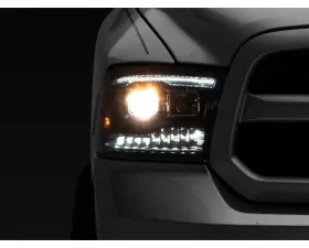 Raxiom LED Projector Headlights w/ Switchback Turn Signals, Factory Halogen Non-Projector Headlights, Black Housing & Clear Lens RAM 1500 2009-2018