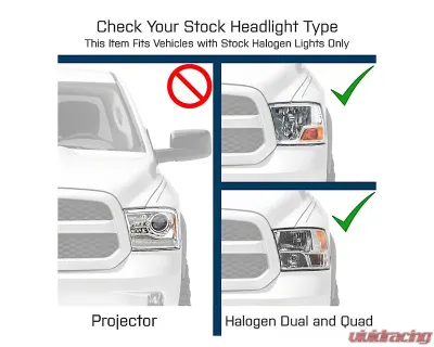 Raxiom Clear Lens Chrome Housing LED Halo Headlights Ram 1500 w/ Factory Halogen Non-Projector Headlights 2009-2018 - R111517