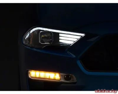 Raxiom Clear Lens Black Housing White Tri-Bar LED Accent Lighting Projector Headlights Ford Mustang GT EcoBoost 2018-2023 - 407614