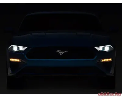 Raxiom Clear Lens Black Housing White Tri-Bar LED Accent Lighting Projector Headlights Ford Mustang GT EcoBoost 2018-2023 - 407614