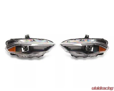 Raxiom Clear Lens Black Housing White Tri-Bar LED Accent Lighting Projector Headlights Ford Mustang GT EcoBoost 2018-2023 - 407614