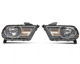Raxiom Axial Series Clear Lens Chrome Housing OEM Style Replacement Headlights Ford Mustang w/ Factory Halogen Headlights 2010-2012