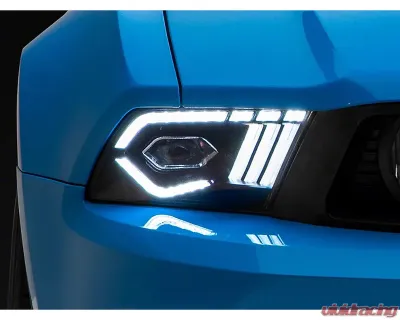 Raxiom Clear Lens Black Housing LED Project Headlights Ford Mustang w/ Factory Halogen Headlights 2010-2012 - 422461