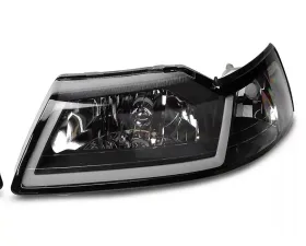 Raxiom Axial Series Clear Lens Black Housing Headlights w/ LED Bar Ford Mustang 1999-2004