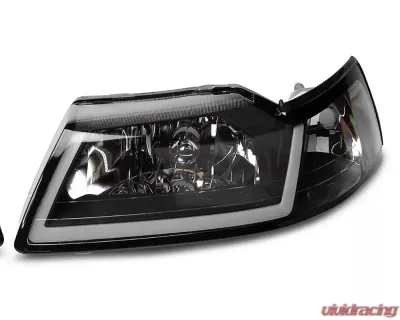 Raxiom Axial Series Clear Lens Black Housing Headlights w/ LED Bar Ford Mustang 1999-2004 - 422712