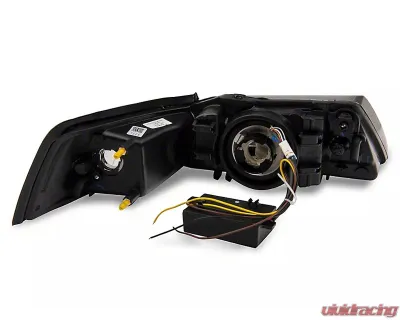 Raxiom Axial Series Clear Lens Black Housing Headlights w/ Sequential LED Bar Ford Mustang 1999-2004 - 422713