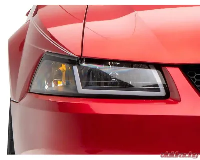 Raxiom Axial Series Clear Lens Black Housing Headlights w/ Sequential LED Bar Ford Mustang 1999-2004 - 422713
